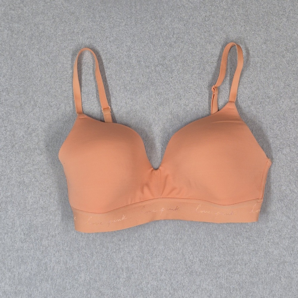PINK Victoria's Secret Women Bra 36D Peach Wear Everywhere T Shirt Wireless